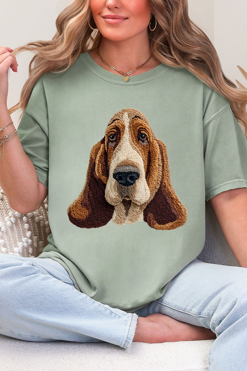 Faux Yarn Basset Hound Comfort Colors Adult Ring-Spun Cotton Tee