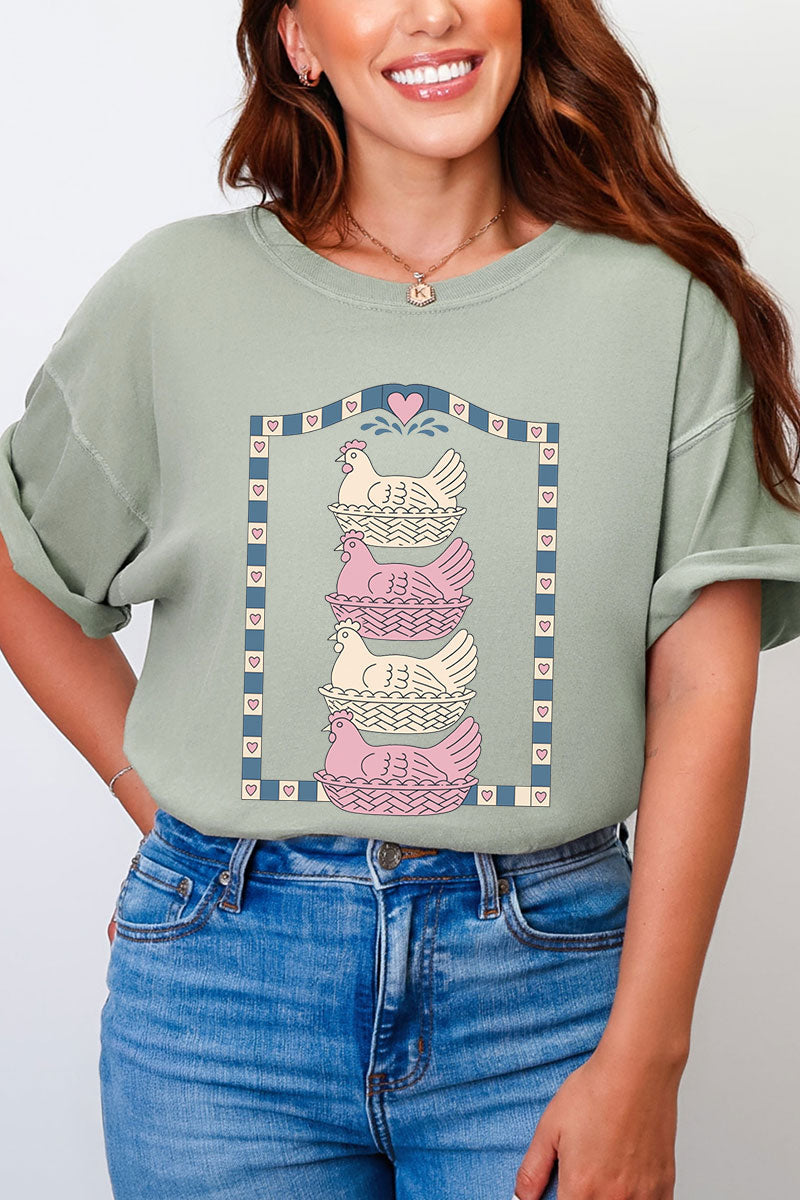 Hen Stack Hearts Comfort Colors Adult Ring-Spun Cotton Tee
