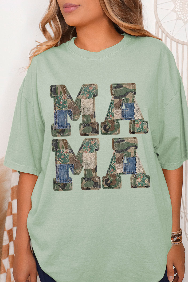 Patchwork Camo Mama Comfort Colors Adult Ring-Spun Cotton Tee