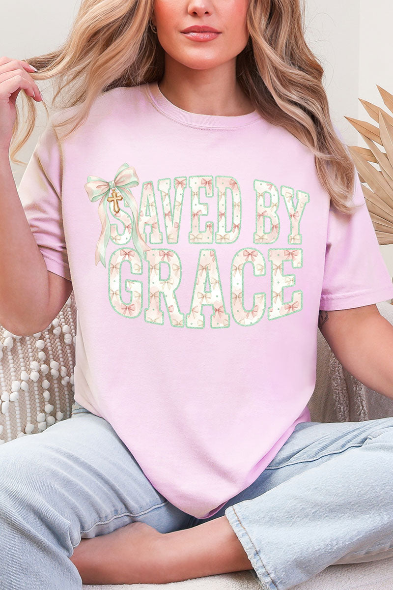 Coquette Cross Saved By Grace Comfort Colors Adult Ring-Spun Cotton Tee