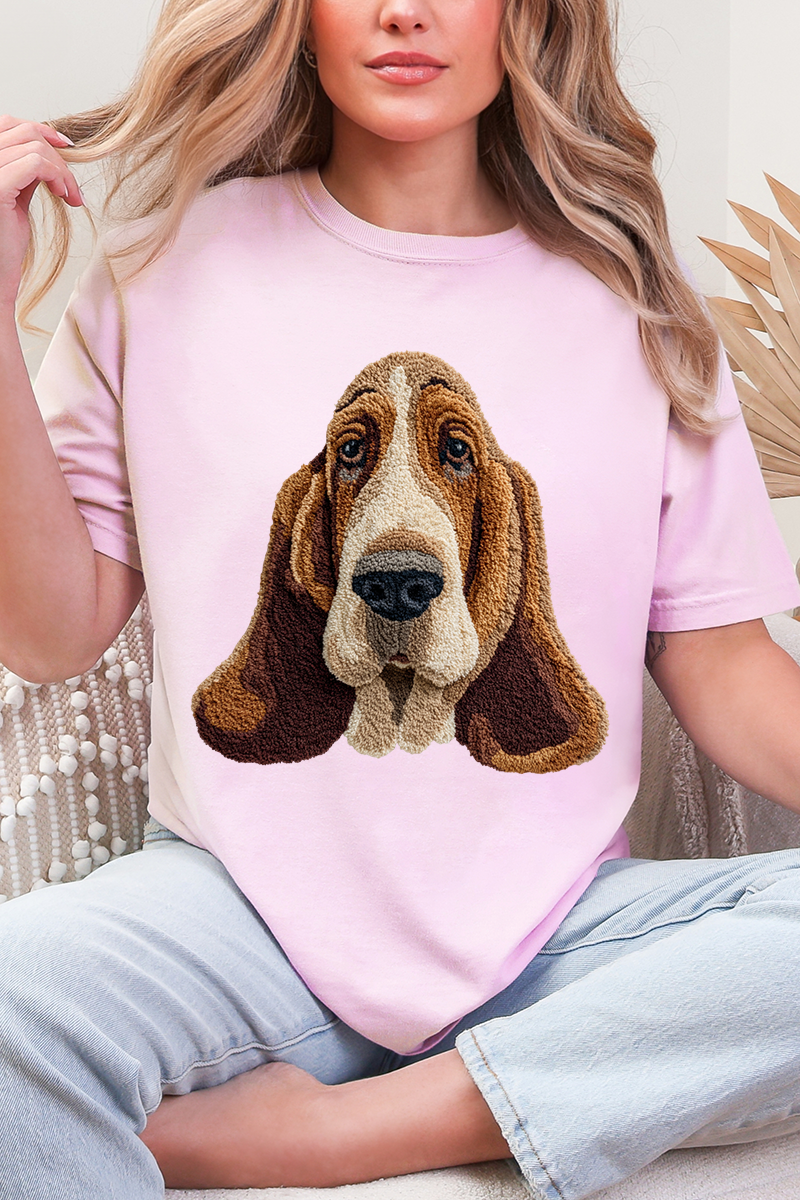 Faux Yarn Basset Hound Comfort Colors Adult Ring-Spun Cotton Tee