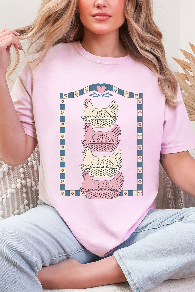 Hen Stack Hearts Comfort Colors Adult Ring-Spun Cotton Tee