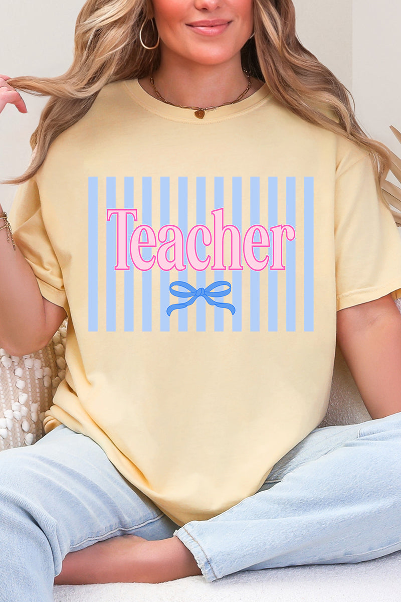 Teacher Striped Comfort Colors Adult Ring-Spun Cotton Tee