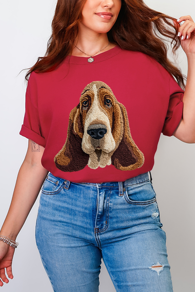 Faux Yarn Basset Hound Comfort Colors Adult Ring-Spun Cotton Tee