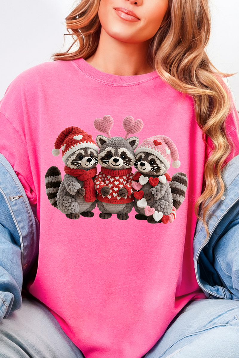 Faux Yarn Raccoon Romance Comfort Colors Adult Ring-Spun Cotton Tee