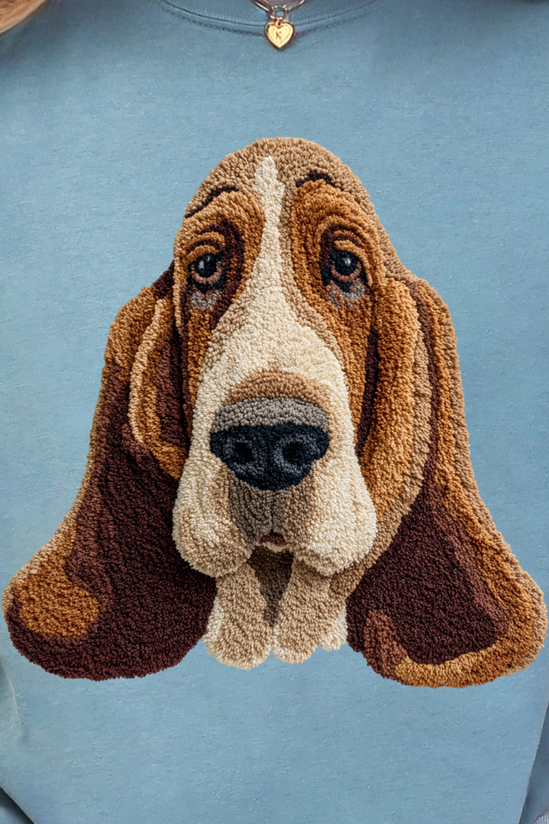 Faux Yarn Basset Hound Comfort Colors Adult Ring-Spun Cotton Tee