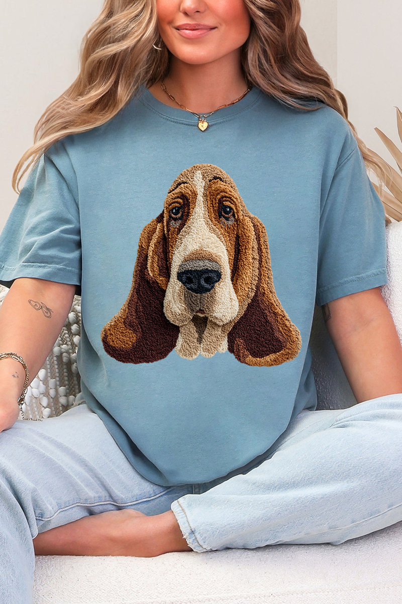 Faux Yarn Basset Hound Comfort Colors Adult Ring-Spun Cotton Tee