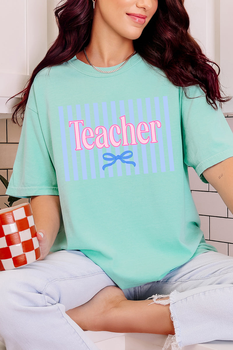 Teacher Striped Comfort Colors Adult Ring-Spun Cotton Tee