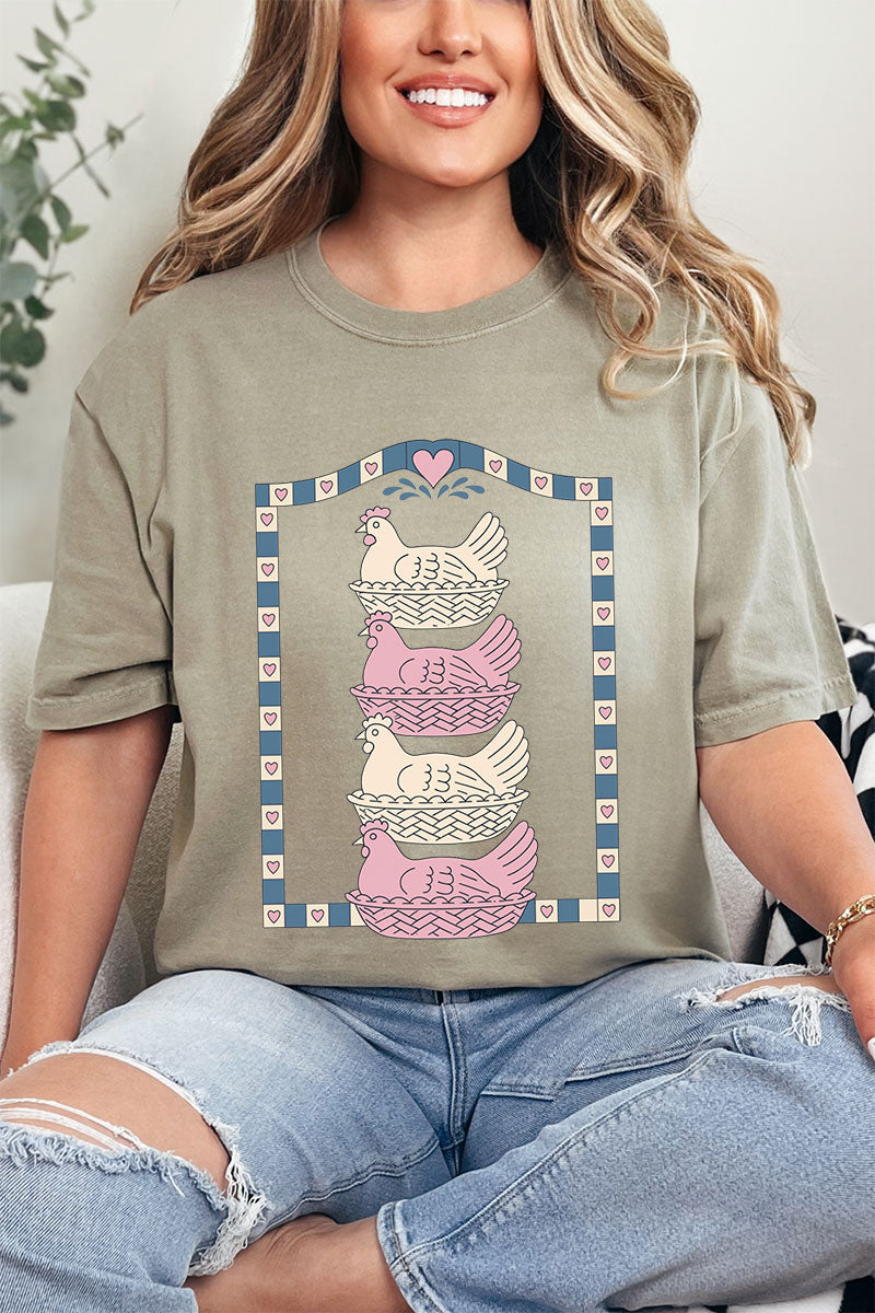 Hen Stack Hearts Comfort Colors Adult Ring-Spun Cotton Tee