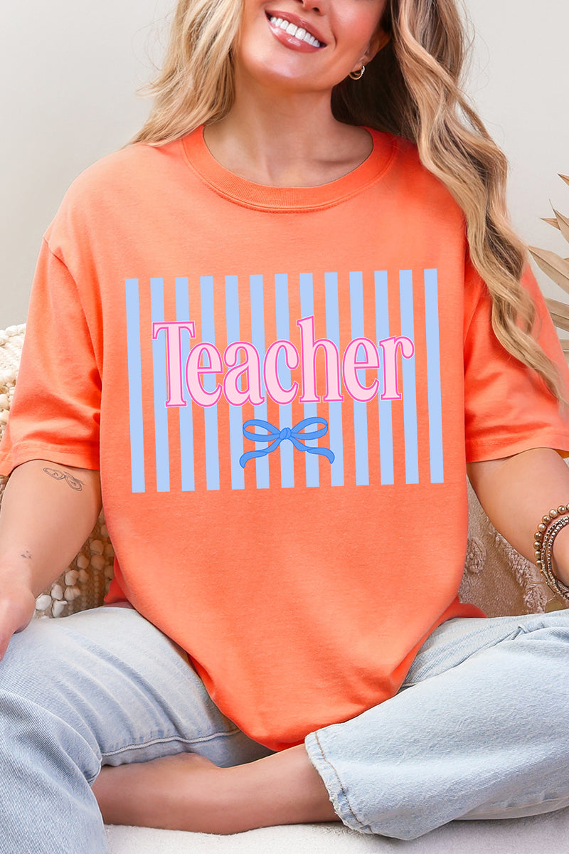 Teacher Striped Comfort Colors Adult Ring-Spun Cotton Tee
