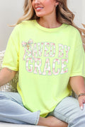 Coquette Cross Saved By Grace Comfort Colors Adult Ring-Spun Cotton Tee