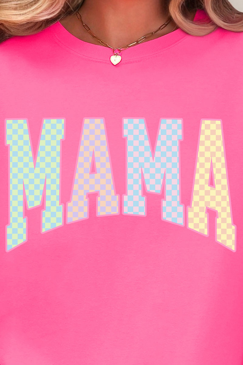 Pastel Checkered Mama Comfort Colors Adult Ring-Spun Cotton Tee