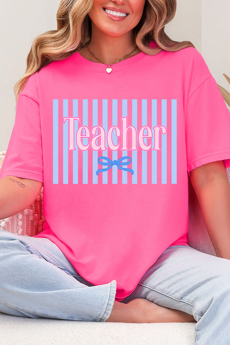 Teacher Striped Comfort Colors Adult Ring-Spun Cotton Tee
