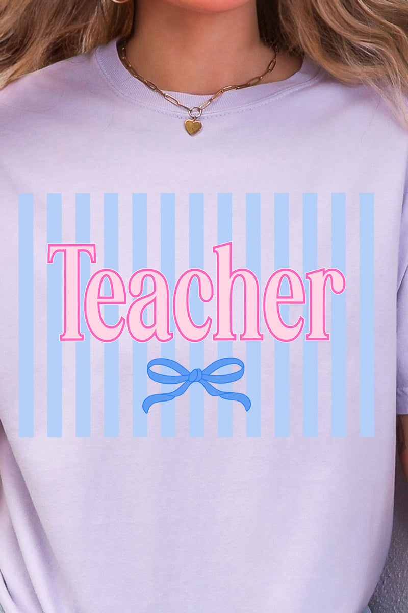 Teacher Striped Comfort Colors Adult Ring-Spun Cotton Tee