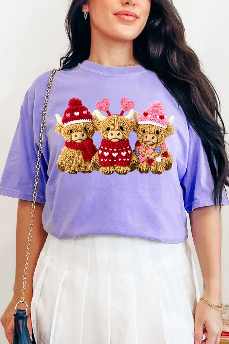 Faux Yarn Highland Hearts Comfort Colors Adult Ring-Spun Cotton Tee