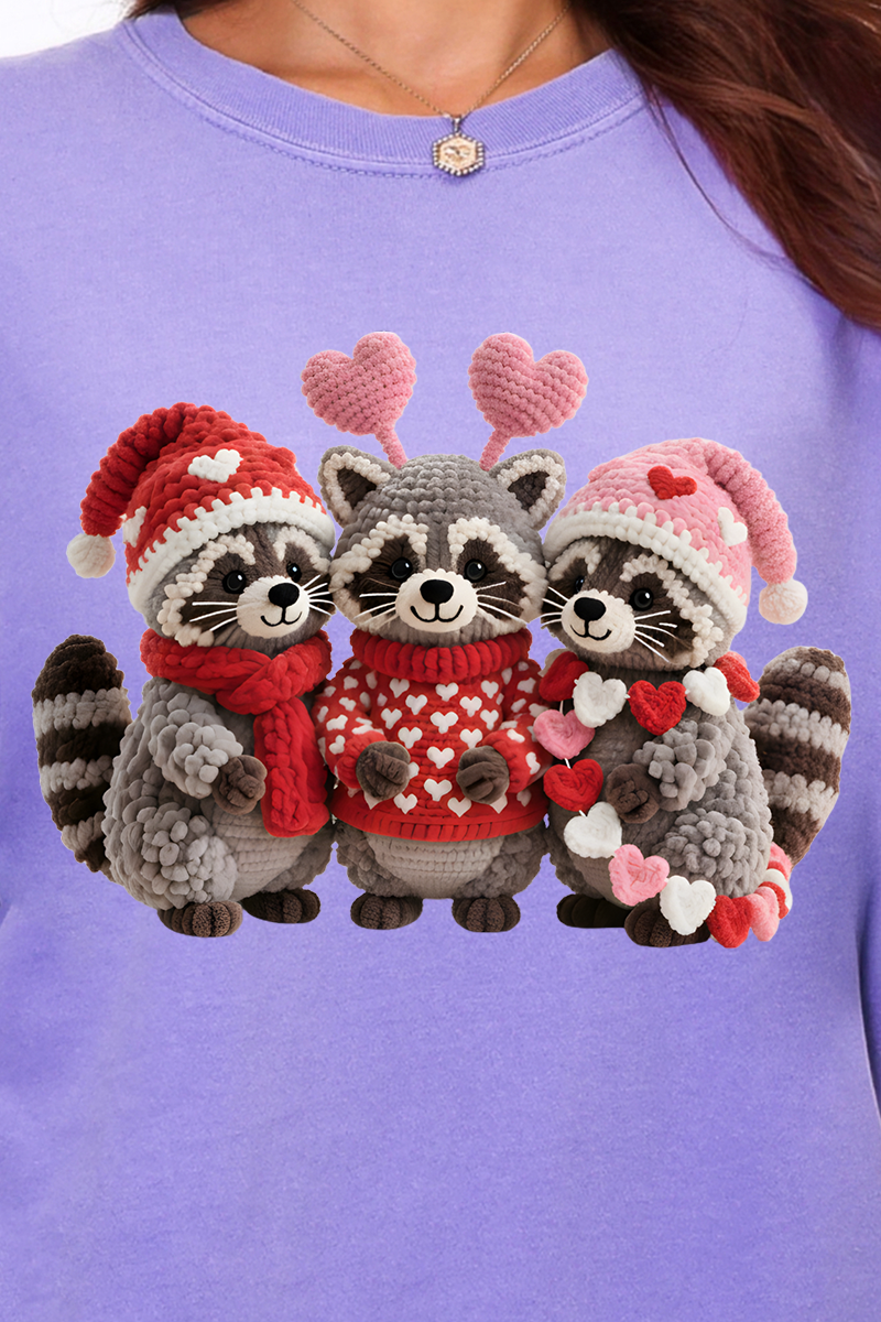 Faux Yarn Raccoon Romance Comfort Colors Adult Ring-Spun Cotton Tee
