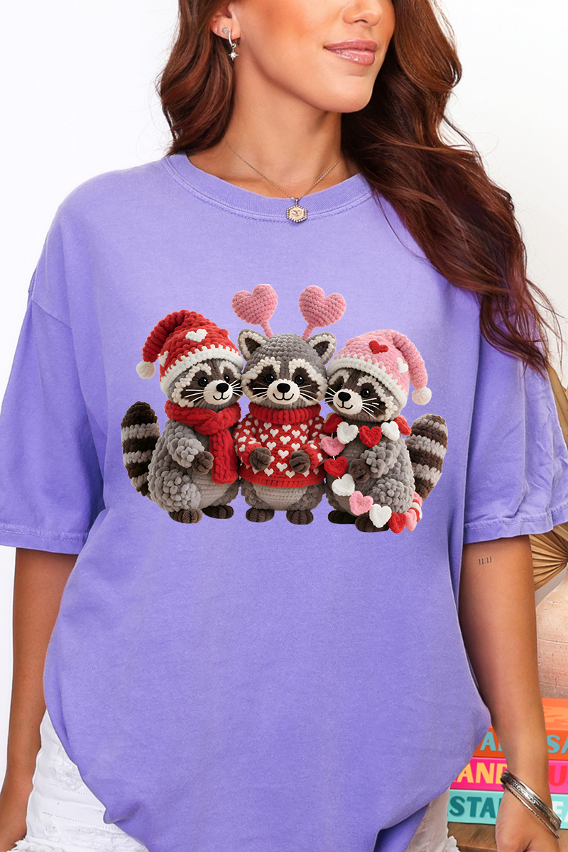 Faux Yarn Raccoon Romance Comfort Colors Adult Ring-Spun Cotton Tee