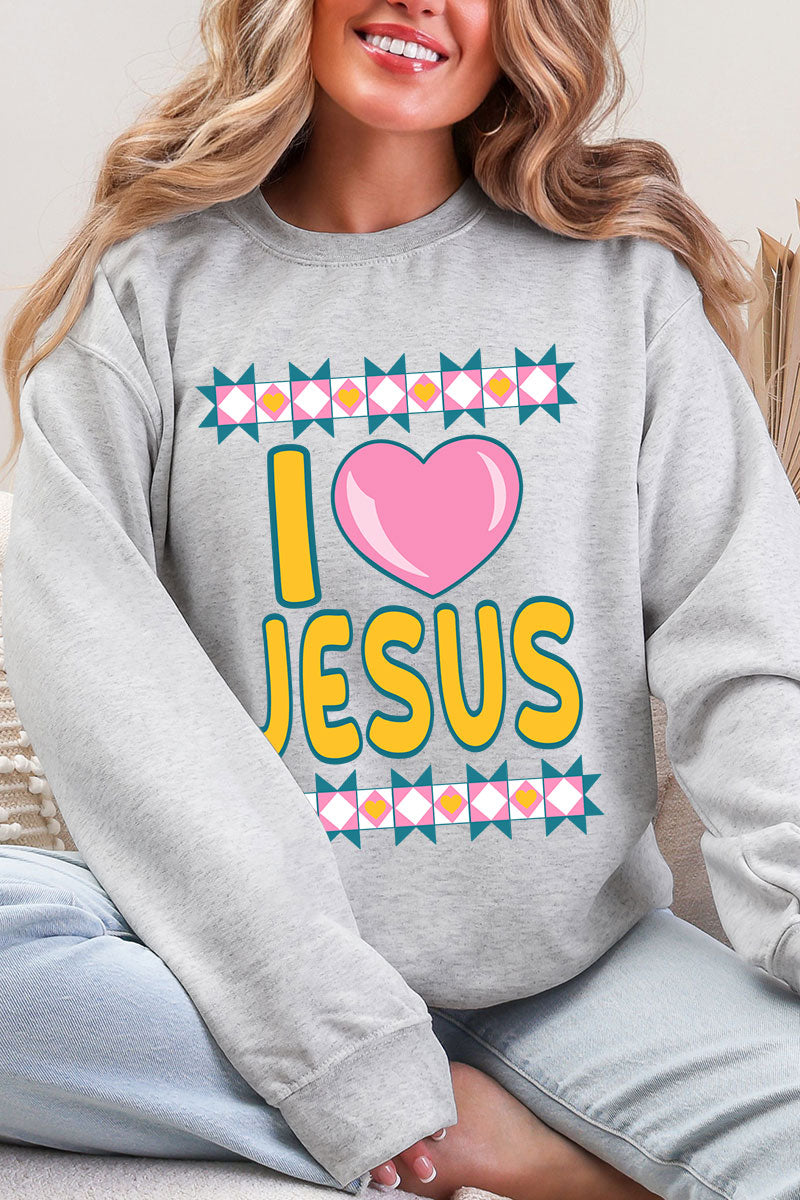 Folk Faith: I Love Jesus Heavy Blend Crew Sweatshirt product image 4