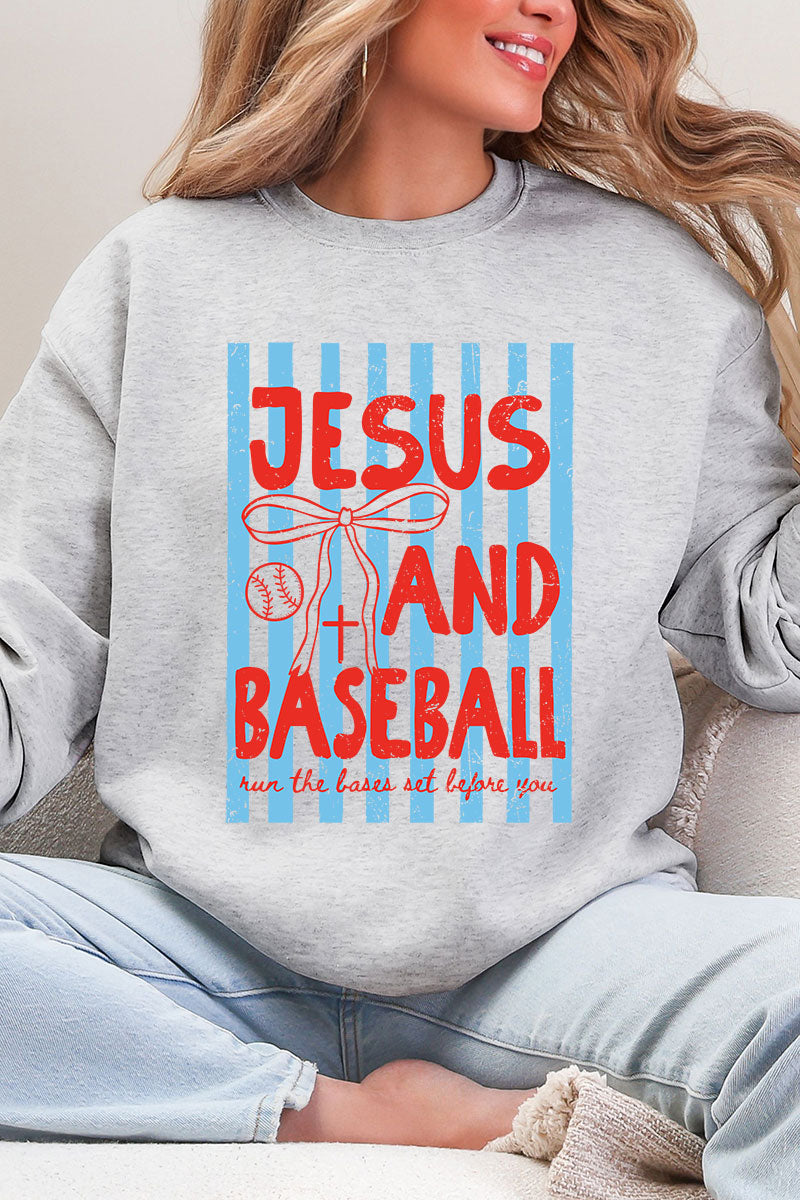 Jesus And Baseball Heavy Blend Crew Sweatshirt product image 3