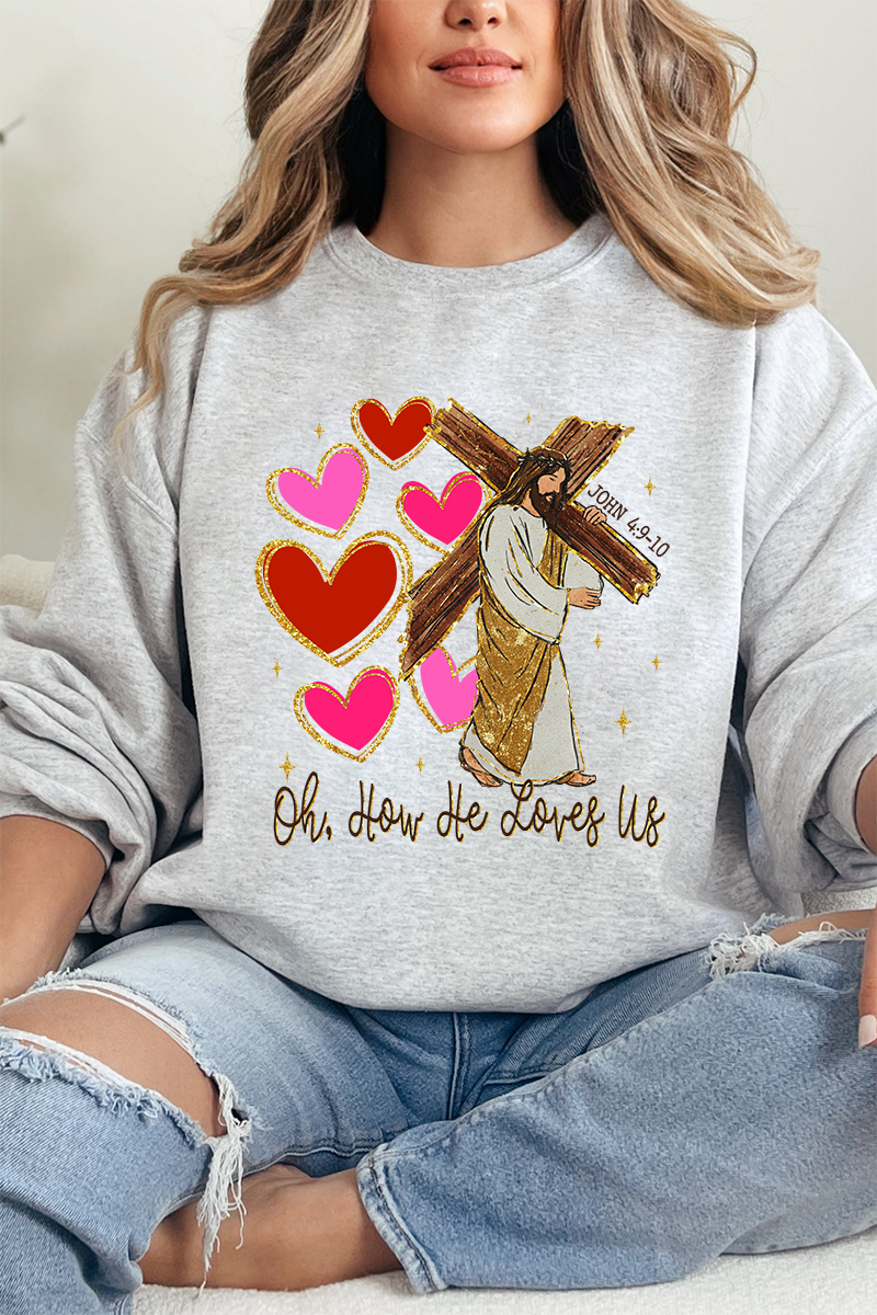 He Loves Us Hearts Heavy Blend Crew Sweatshirt product image 3