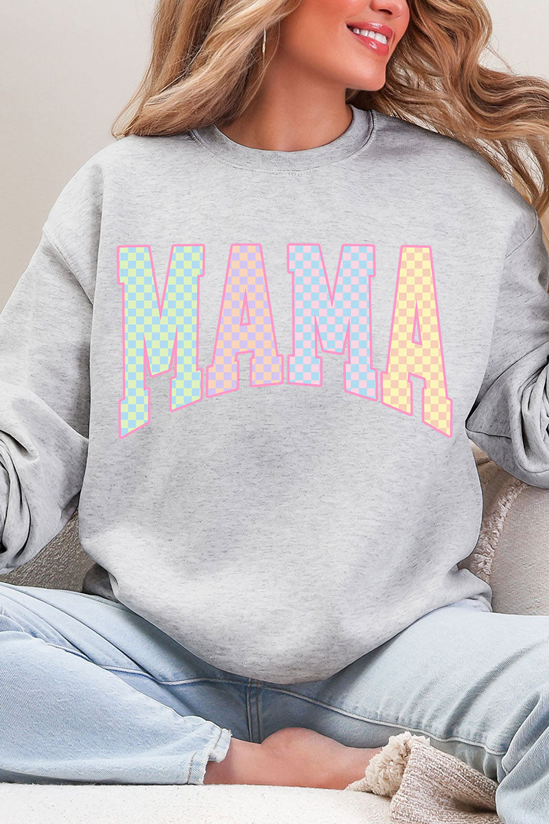 Pastel Checkered Mama Heavy Blend Crew Sweatshirt product image 3
