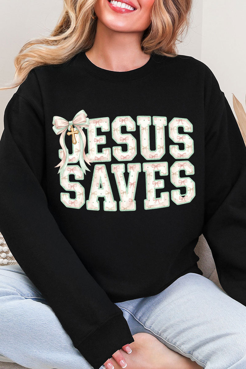 Jesus Saves Coquette Cross Heavy Blend Crew Sweatshirt product image 3