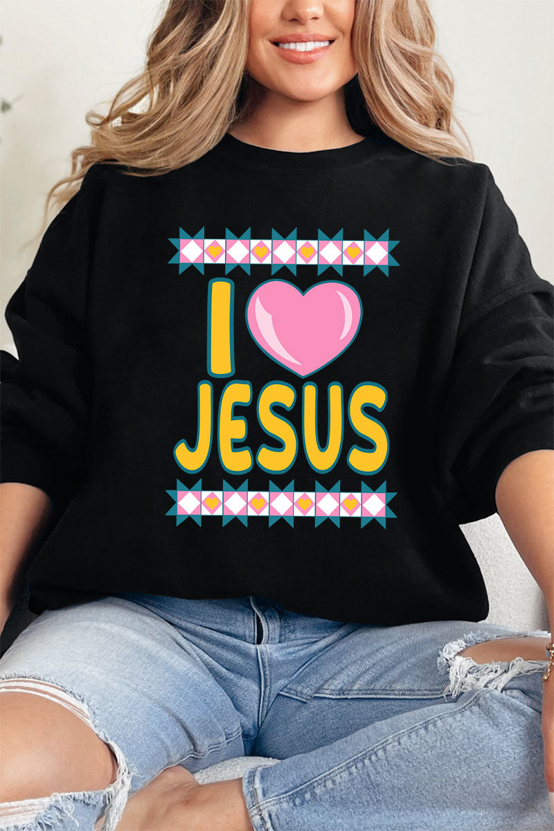 Folk Faith: I Love Jesus Heavy Blend Crew Sweatshirt product image 5
