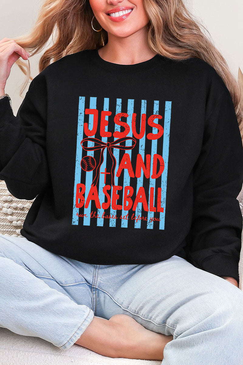 Jesus And Baseball Heavy Blend Crew Sweatshirt product image 4