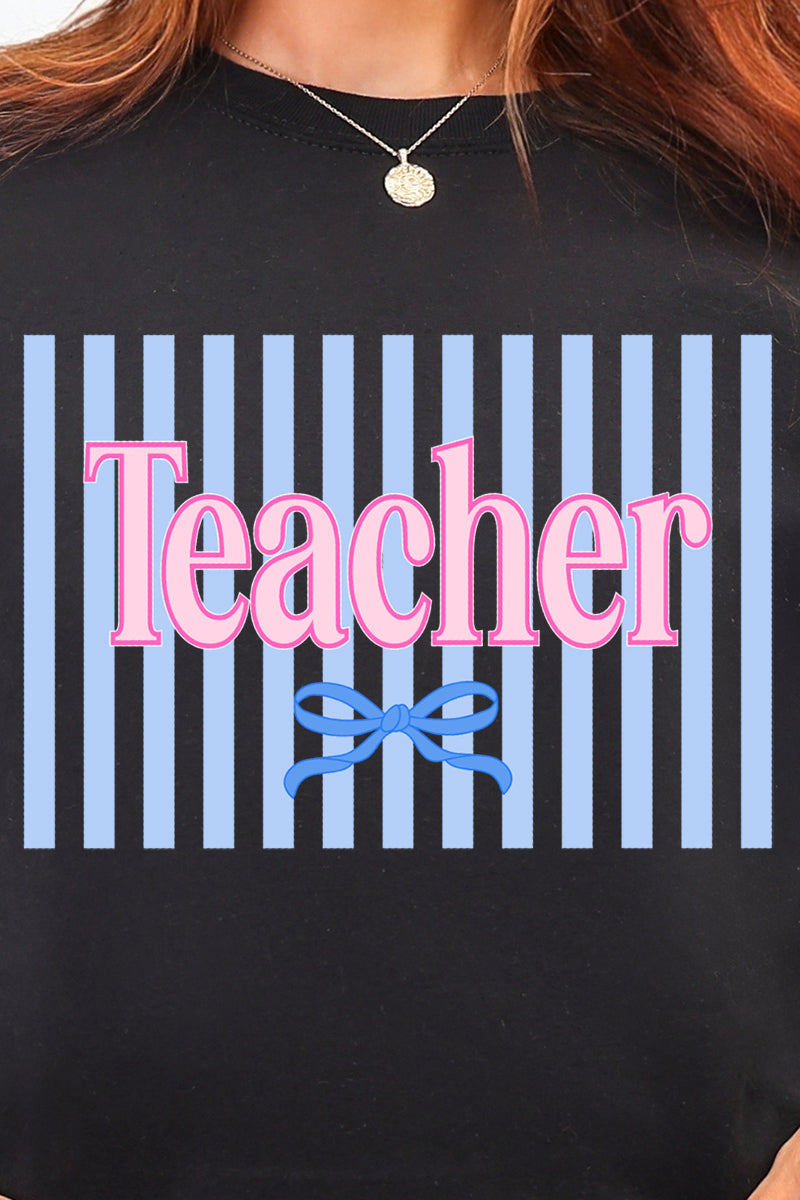 Teacher Striped Heavy Blend Crew Sweatshirt product image 2