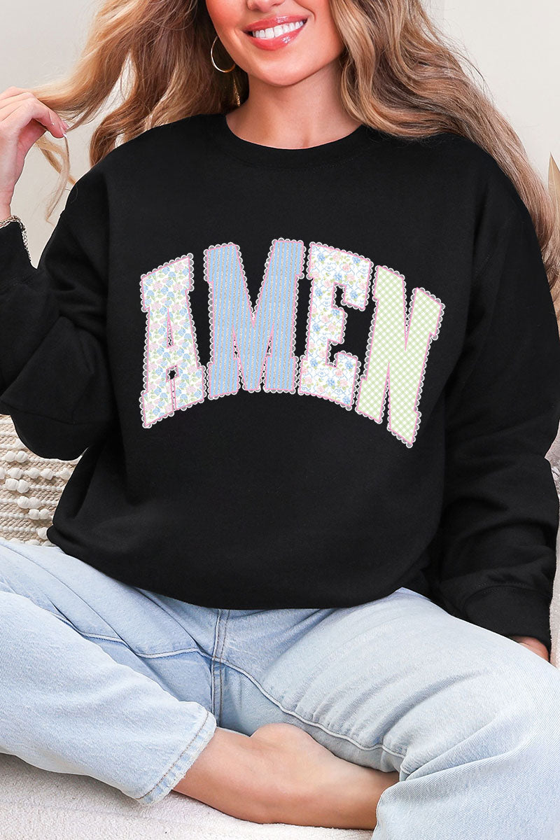 Garden Gingham Amen Heavy Blend Crew Sweatshirt product image 3