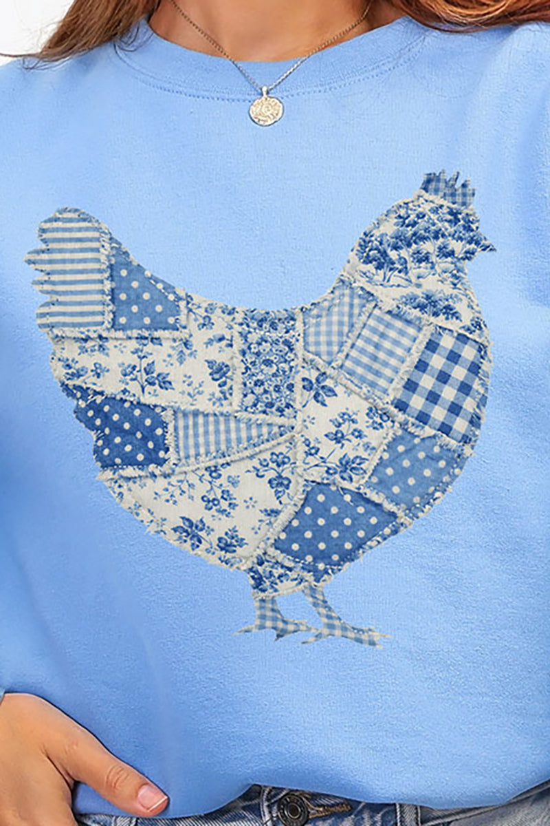Faux Patchwork Blue Chicken Heavy Blend Crew Sweatshirt product image 2