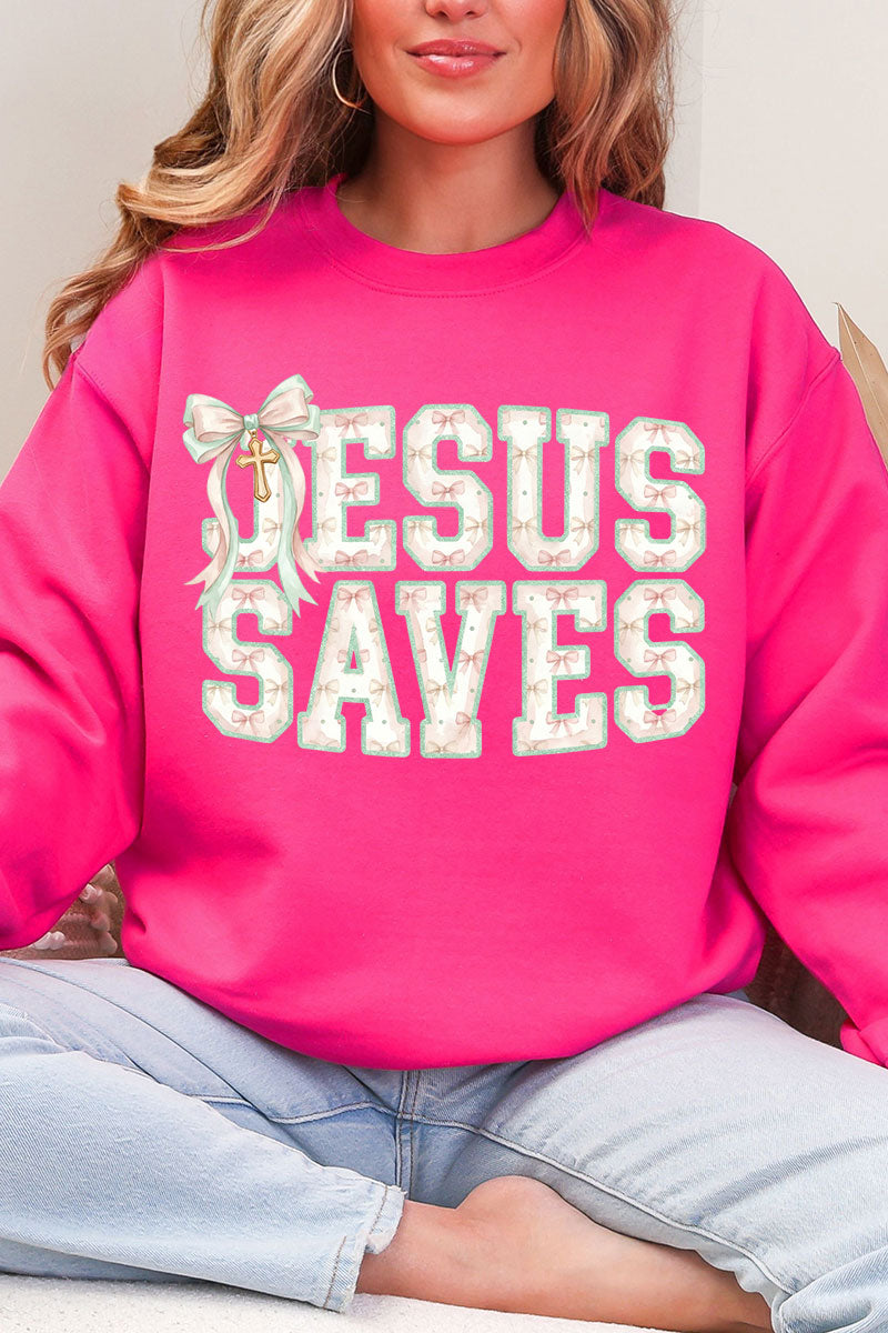 Jesus Saves Coquette Cross Heavy Blend Crew Sweatshirt product image 1