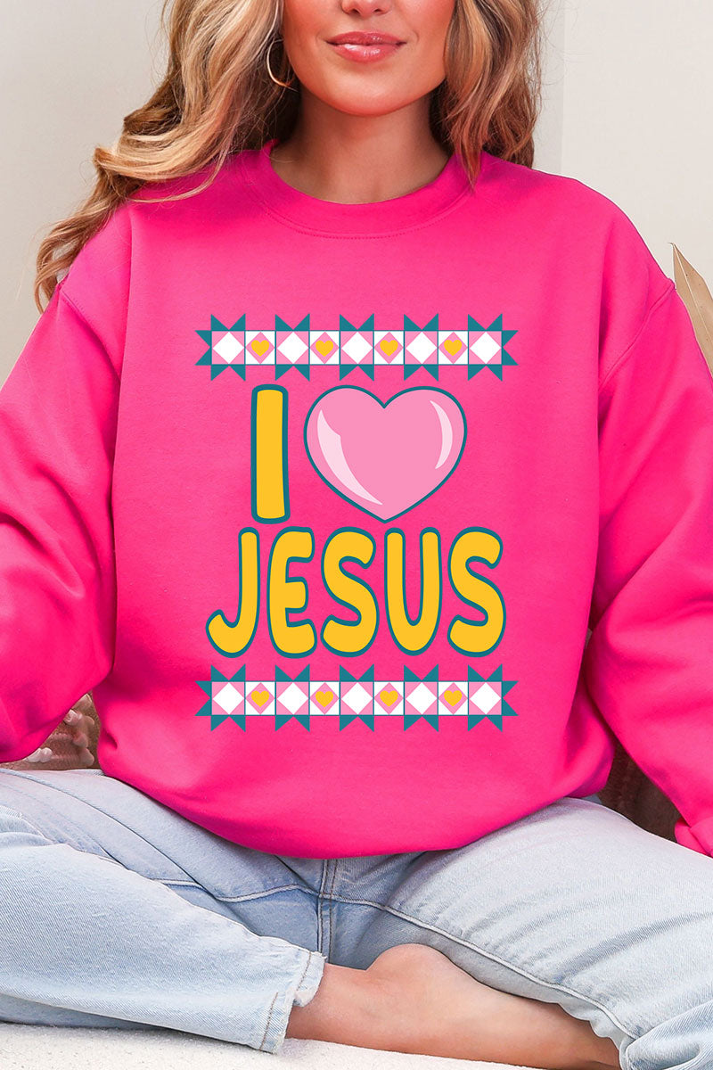 Folk Faith: I Love Jesus Heavy Blend Crew Sweatshirt product image 6