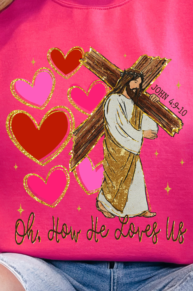 He Loves Us Hearts Heavy Blend Crew Sweatshirt product image 2