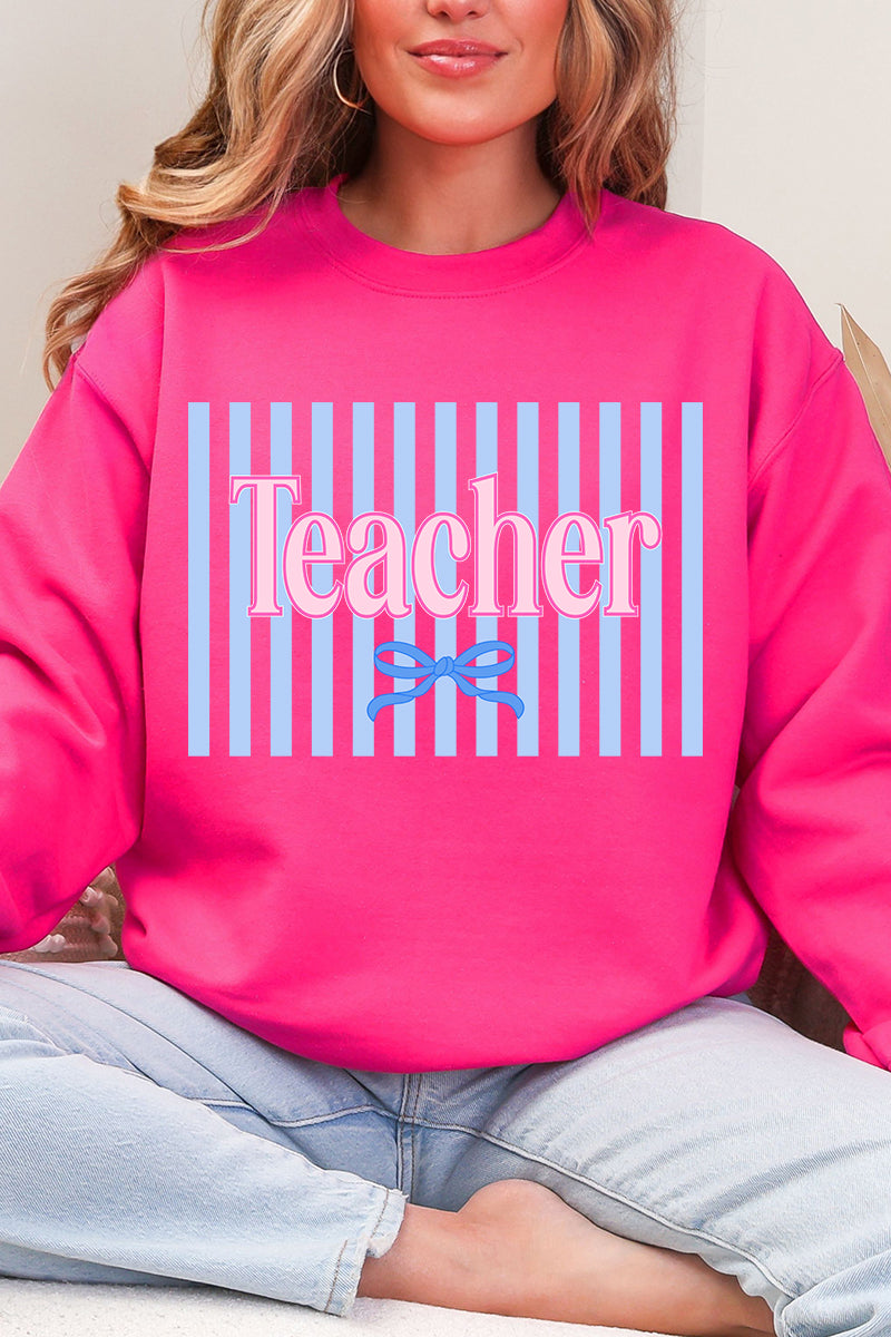 Teacher Striped Heavy Blend Crew Sweatshirt product image 3