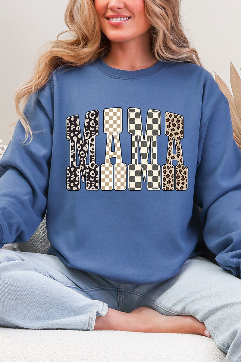 Leopard Checkered Mama Heavy Blend Crew Sweatshirt product image 3