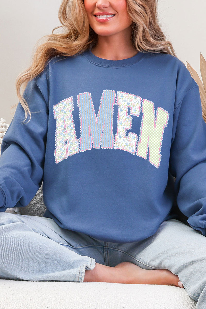 Garden Gingham Amen Heavy Blend Crew Sweatshirt product image 4