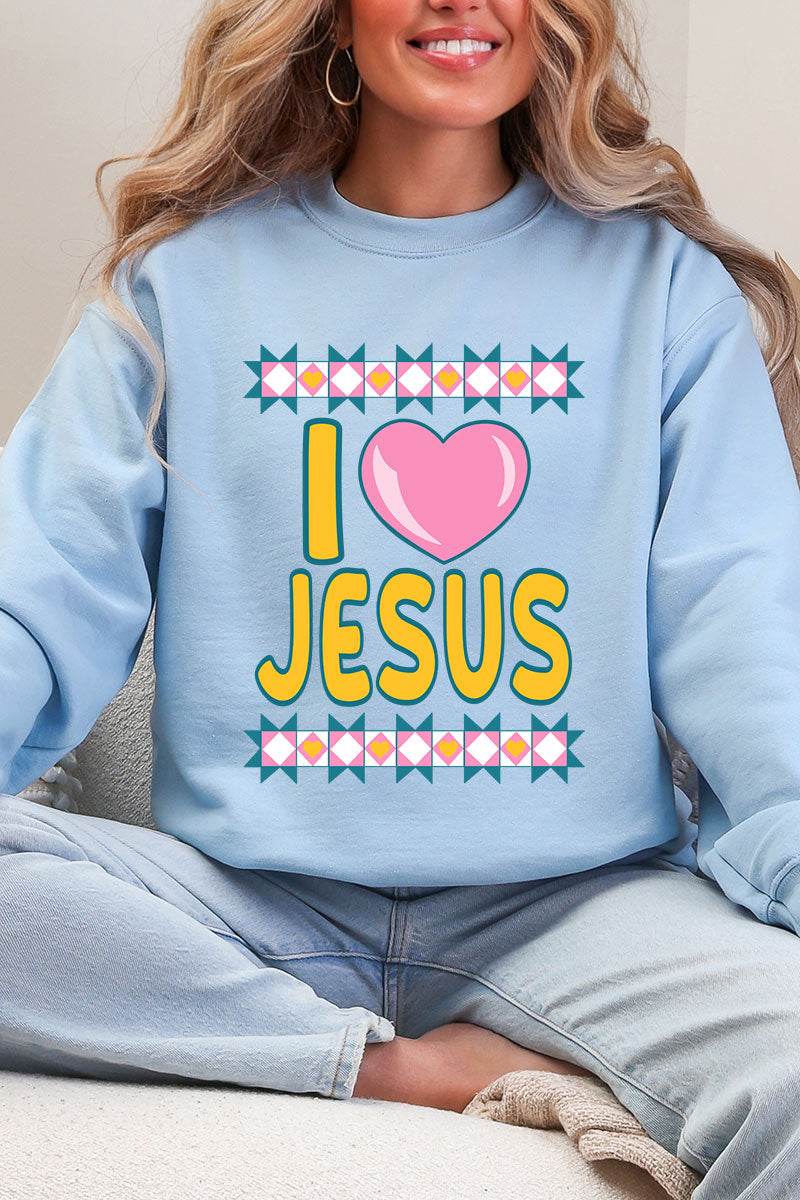 Folk Faith: I Love Jesus Heavy Blend Crew Sweatshirt product image 1