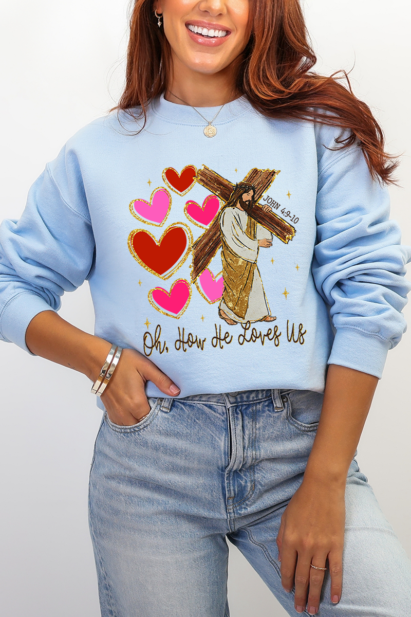 He Loves Us Hearts Heavy Blend Crew Sweatshirt product image 4