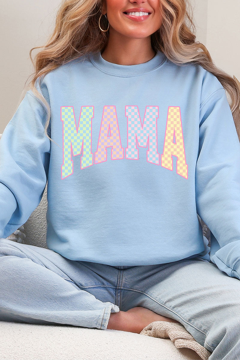 Pastel Checkered Mama Heavy Blend Crew Sweatshirt product image 1