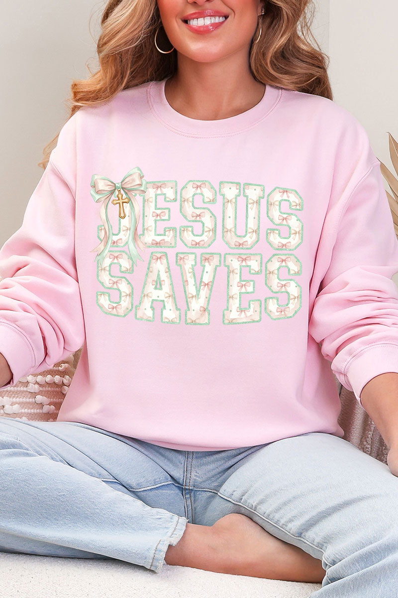 Jesus Saves Coquette Cross Heavy Blend Crew Sweatshirt product image 5