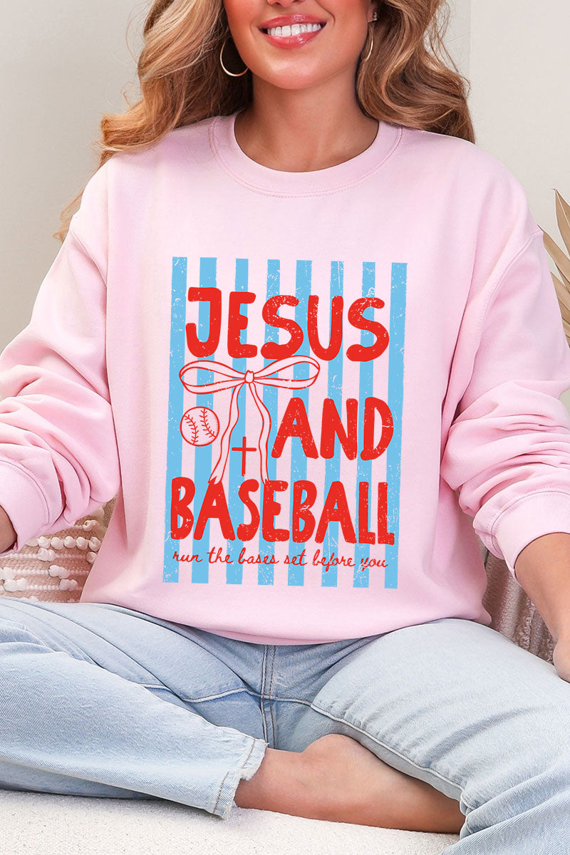 Jesus And Baseball Heavy Blend Crew Sweatshirt product image 1