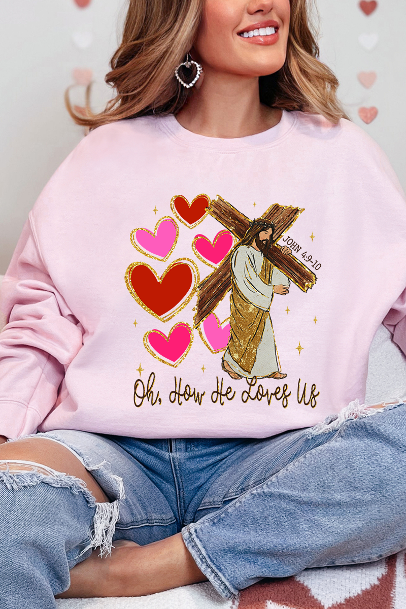 He Loves Us Hearts Heavy Blend Crew Sweatshirt product image 5