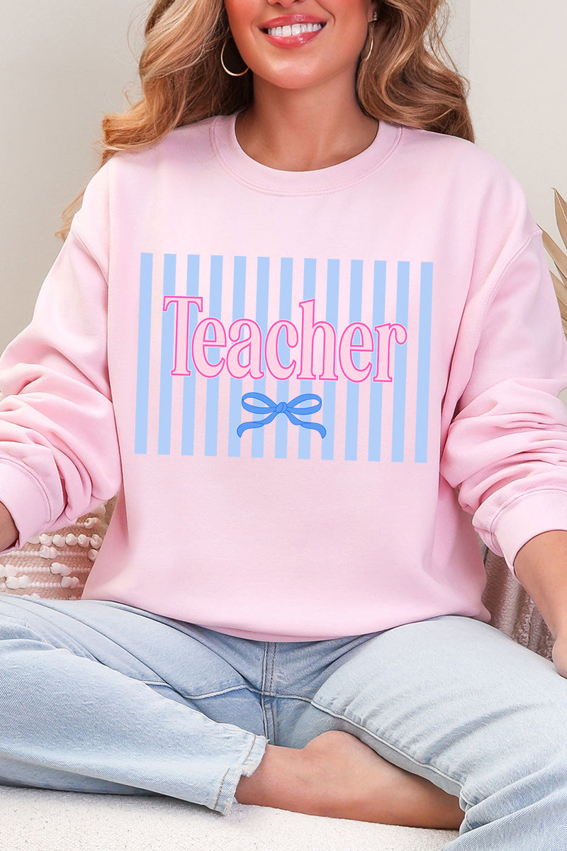 Teacher Striped Heavy Blend Crew Sweatshirt product image 4