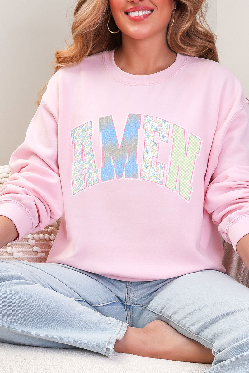 Garden Gingham Amen Heavy Blend Crew Sweatshirt product image 5