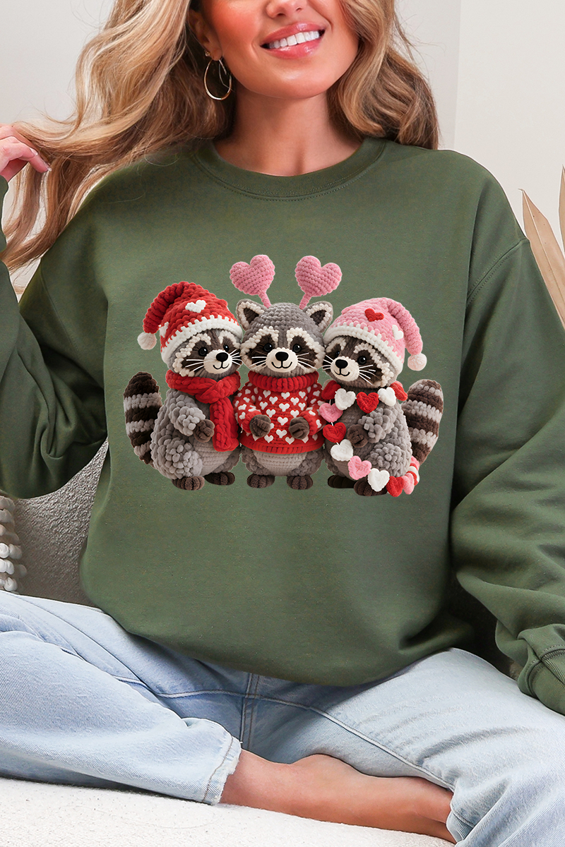 Faux Yarn Raccoon Romance Heavy Blend Crew Sweatshirt product image 1