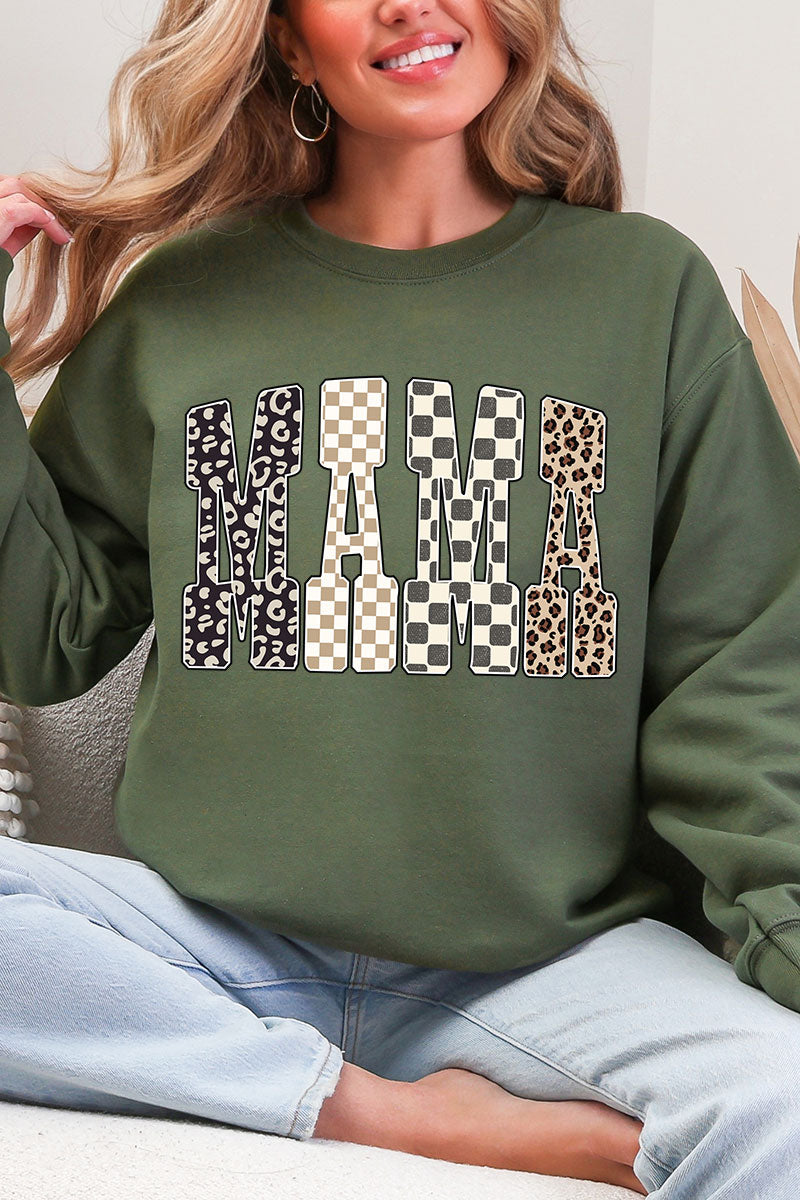 Leopard Checkered Mama Heavy Blend Crew Sweatshirt product image 4