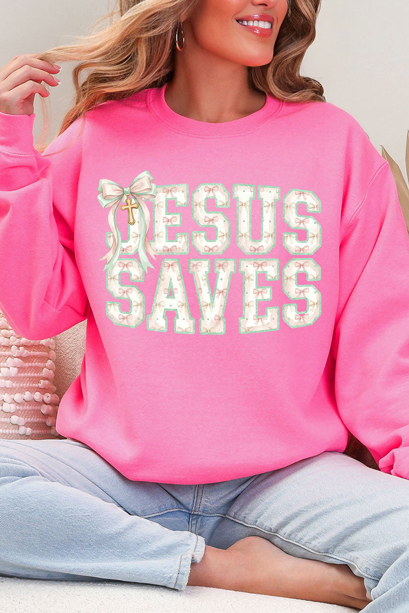 Jesus Saves Coquette Cross Heavy Blend Crew Sweatshirt product image 6