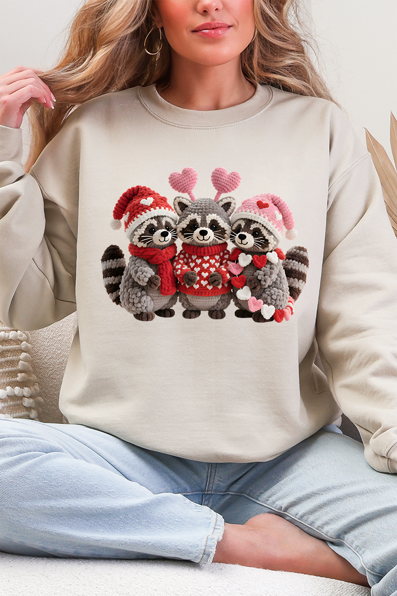 Faux Yarn Raccoon Romance Heavy Blend Crew Sweatshirt product image 6