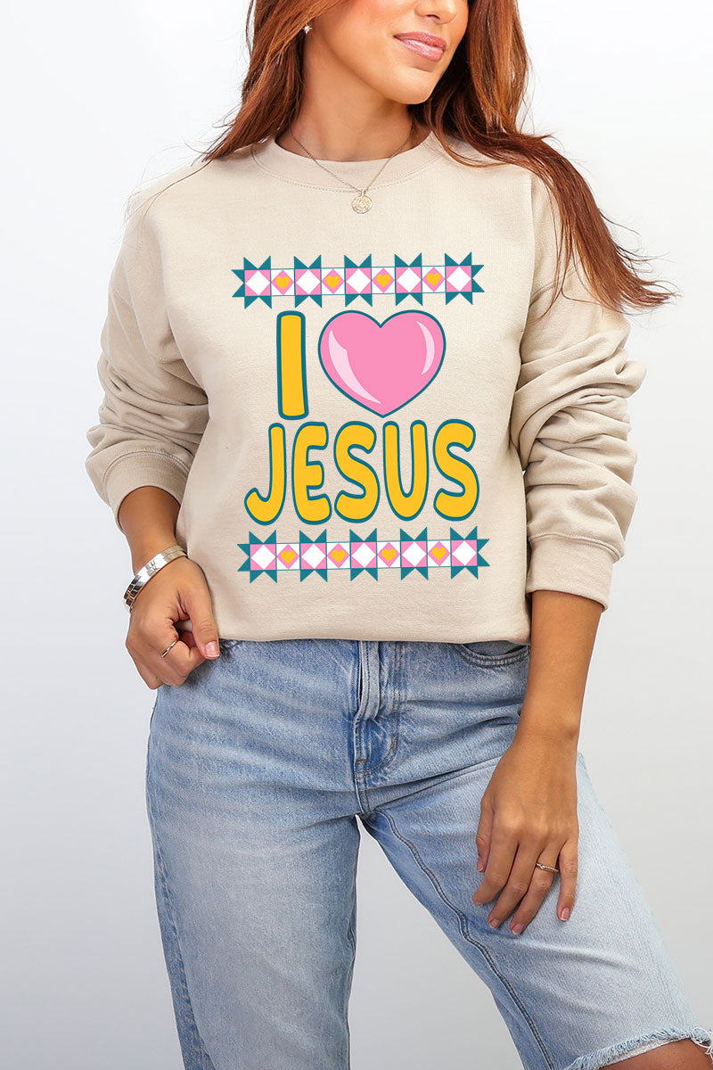 Folk Faith: I Love Jesus Heavy Blend Crew Sweatshirt product image 3